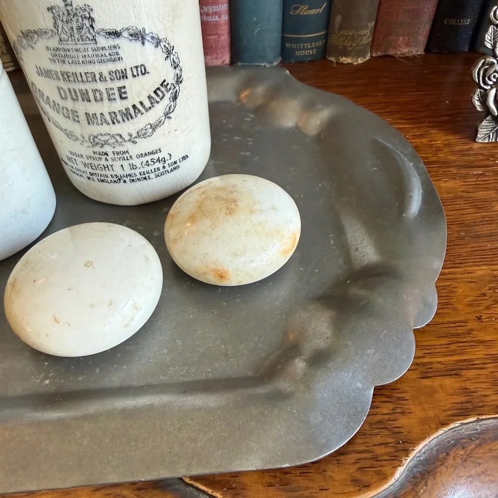 Vintage Pewter Vanity Tray – Scalloped Edges, Rectangular, England